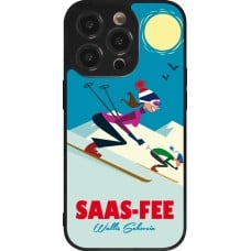 Coque iPhone 14 Pro - Silicone rigide noir Saas-Fee Ski Downhill