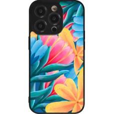 Coque iPhone 14 Pro - Silicone rigide noir Spring 23 colorful flowers