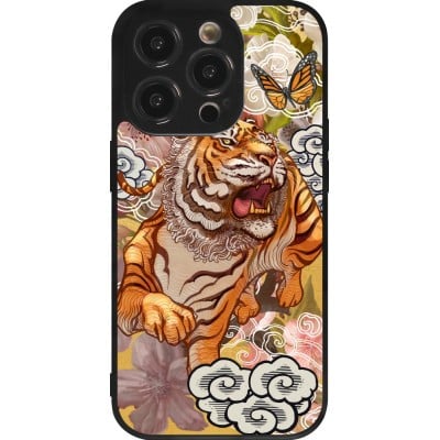 Coque iPhone 14 Pro - Silicone rigide noir Spring 23 japanese tiger