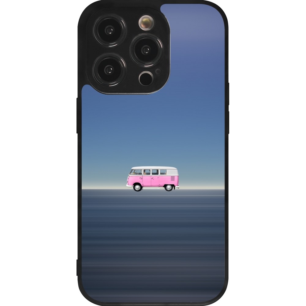 Coque iPhone 14 Pro - Silicone rigide noir Spring 23 pink bus