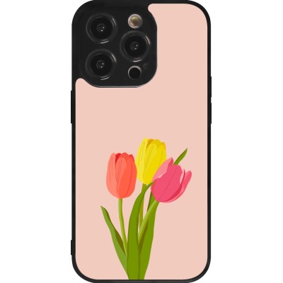 Coque iPhone 14 Pro - Silicone rigide noir Spring 23 tulip trio