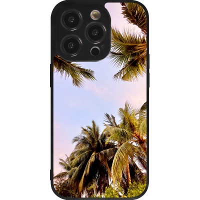 Coque iPhone 14 Pro - Silicone rigide noir Summer 2023 palm tree vibe