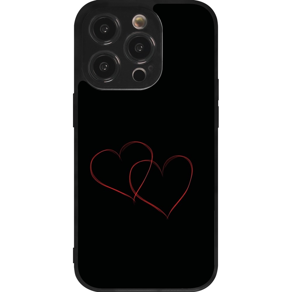 Coque iPhone 14 Pro - Silicone rigide noir Valentine 2023 attached heart