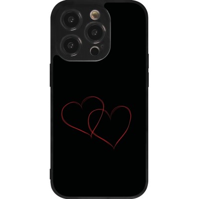 Coque iPhone 14 Pro - Silicone rigide noir Valentine 2023 attached heart