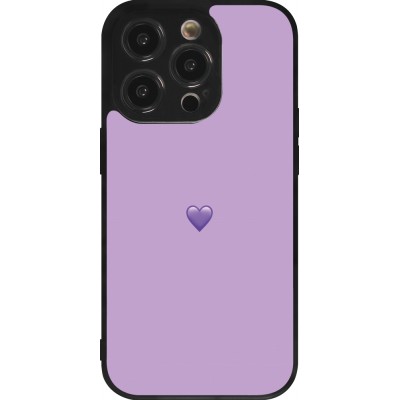 Coque iPhone 14 Pro - Silicone rigide noir Valentine 2023 purpule single heart