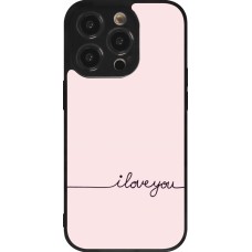 Coque iPhone 14 Pro - Silicone rigide noir Valentine 2023 i love you writing