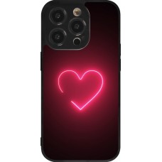 Coque iPhone 14 Pro - Silicone rigide noir Valentine 2023 single neon heart