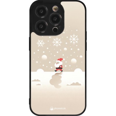 Coque iPhone 14 Pro - Silicone rigide noir Noël 2023 Minimalist Santa