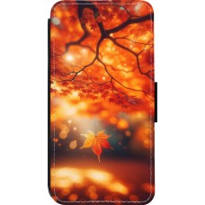 Coque iPhone 14 Pro - Wallet noir Automne Magique Orange