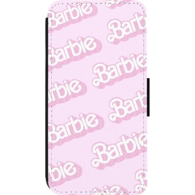 Coque iPhone 14 Pro - Wallet noir Barbie light pink pattern