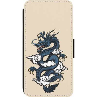 Coque iPhone 14 Pro - Wallet noir Blue Dragon Tattoo