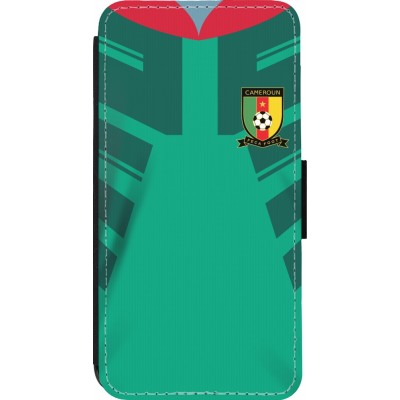 Coque iPhone 14 Pro - Wallet noir Maillot de football Cameroun 2022 personnalisable