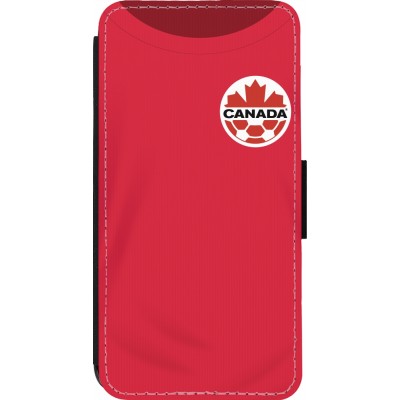 Coque iPhone 14 Pro - Wallet noir Maillot de football Canada 2022 personnalisable