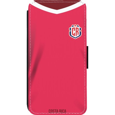 Coque iPhone 14 Pro - Wallet noir Maillot de football Costa Rica 2022 personnalisable