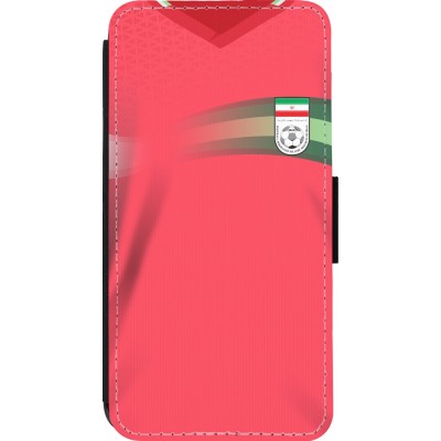 Coque iPhone 14 Pro - Wallet noir Maillot de football Iran 2022 personnalisable