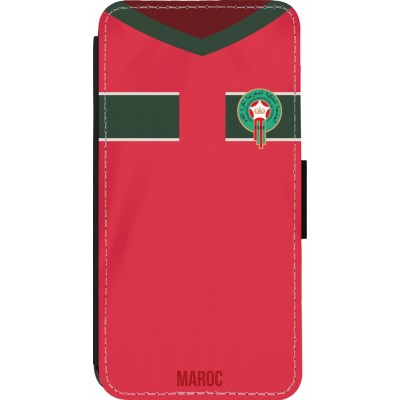 Coque iPhone 14 Pro - Wallet noir Maillot de football Maroc 2022 personnalisable