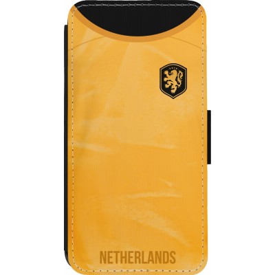 Coque iPhone 14 Pro - Wallet noir Maillot de football Pays-Bas 2022 personnalisable