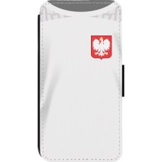 Coque iPhone 14 Pro - Wallet noir Maillot de football Pologne 2022 personnalisable