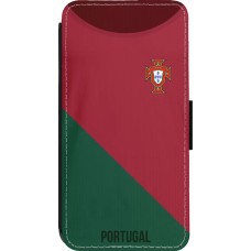 Coque iPhone 14 Pro - Wallet noir Maillot de football Portugal 2022