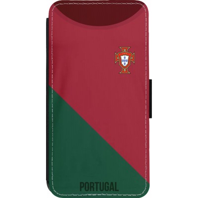 Coque iPhone 14 Pro - Wallet noir Maillot de football Portugal 2022