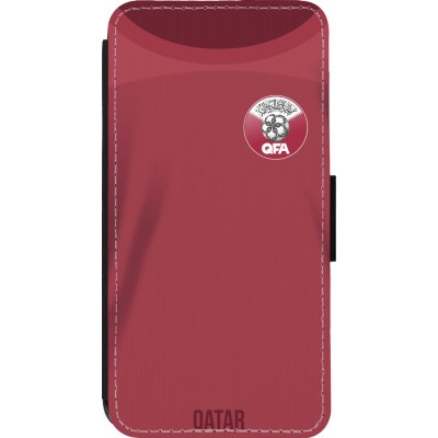 Coque iPhone 14 Pro - Wallet noir Maillot de football Qatar 2022 personnalisable