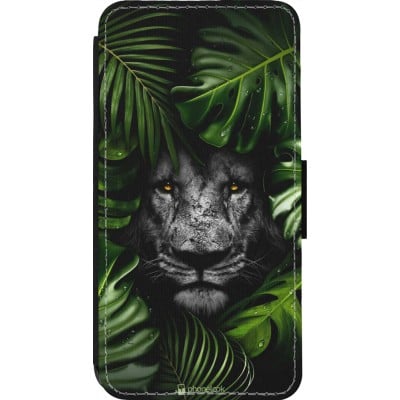 Coque iPhone 14 Pro - Wallet noir Forest Lion