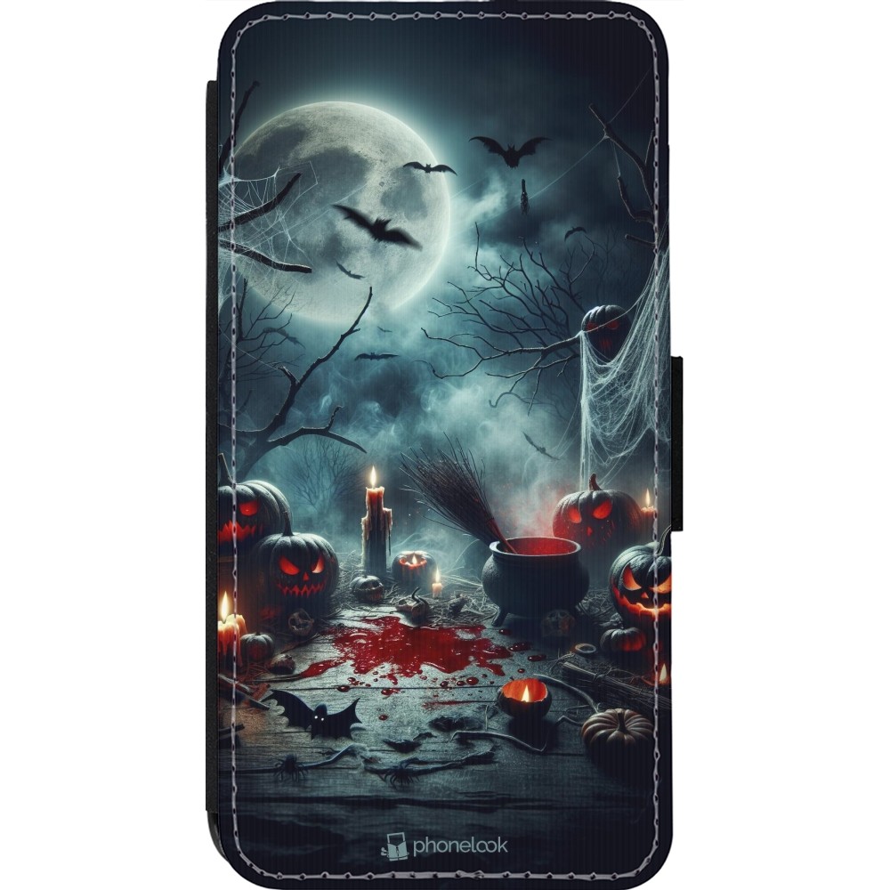 Coque iPhone 14 Pro - Wallet noir Halloween 2024 Dark Moon