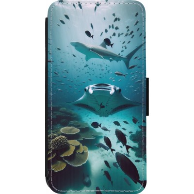 Coque iPhone 14 Pro - Wallet noir Manta Lagon Nettoyage