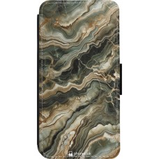 Coque iPhone 14 Pro - Wallet noir Marbre Olive