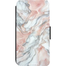 Coque iPhone 14 Pro - Wallet noir Marbre Rose Lumineux