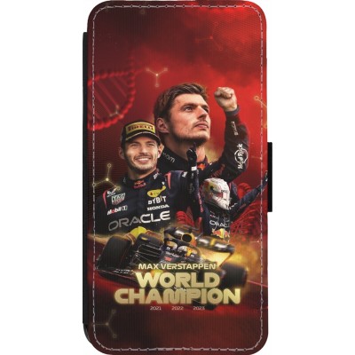 Coque iPhone 14 Pro - Wallet noir Max Verstappen Champion 2023