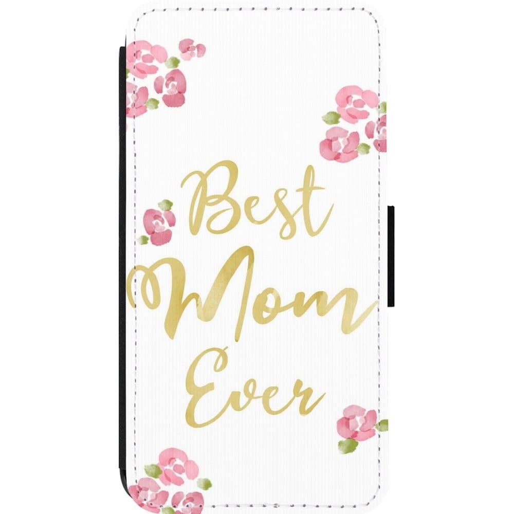 Coque iPhone 14 Pro - Wallet noir Mom 2024 best Mom ever