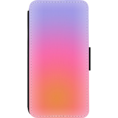 Coque iPhone 14 Pro - Wallet noir Orange Pink Blue Gradient