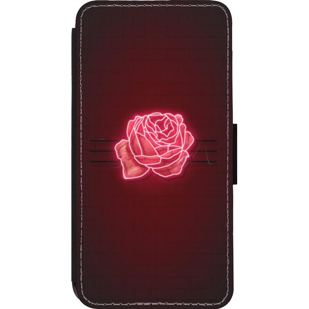 Coque iPhone 14 Pro - Wallet noir Spring 23 neon rose