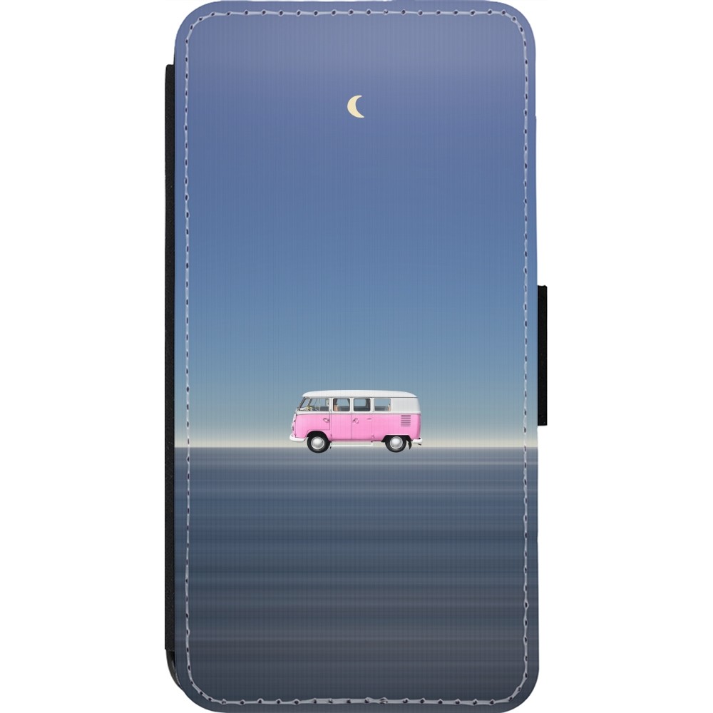 Coque iPhone 14 Pro - Wallet noir Spring 23 pink bus