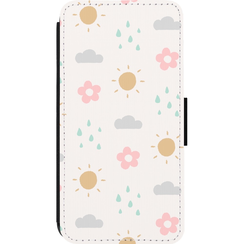 Coque iPhone 14 Pro - Wallet noir Spring 23 weather