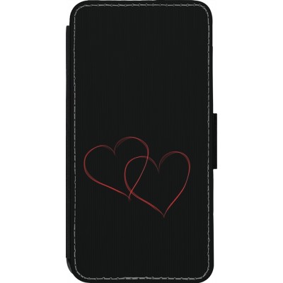 Coque iPhone 14 Pro - Wallet noir Valentine 2023 attached heart