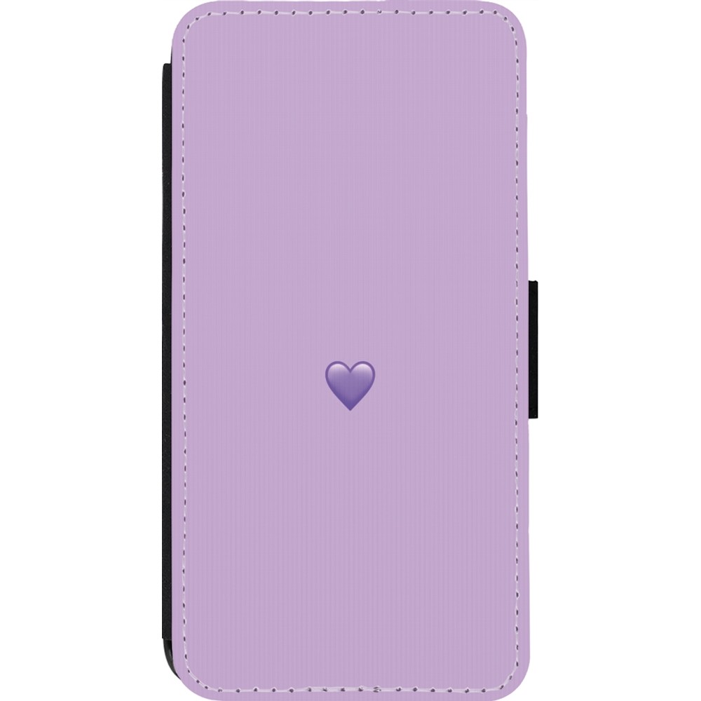 Coque iPhone 14 Pro - Wallet noir Valentine 2023 purpule single heart