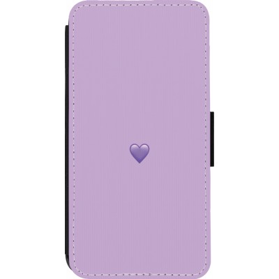 Coque iPhone 14 Pro - Wallet noir Valentine 2023 purpule single heart