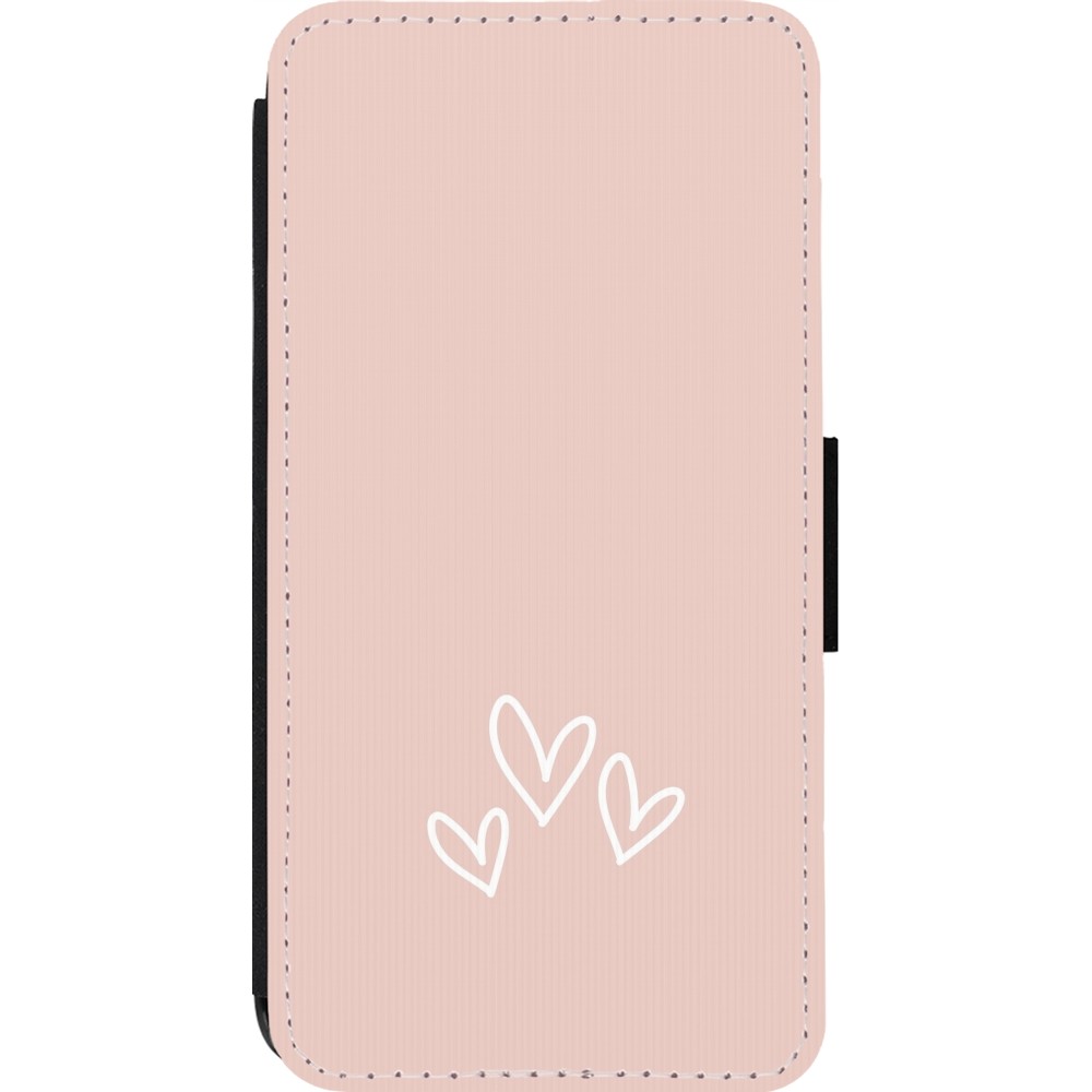 Coque iPhone 14 Pro - Wallet noir Valentine 2023 three minimalist hearts