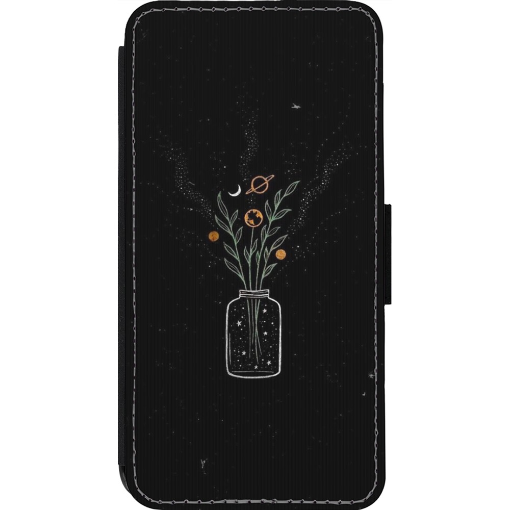 Coque iPhone 14 Pro - Wallet noir Vase black