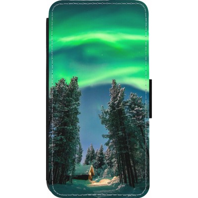 Coque iPhone 14 Pro - Wallet noir Winter 22 Northern Lights