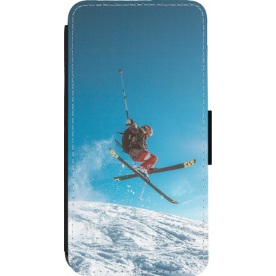 Coque iPhone 14 Pro - Wallet noir Winter 22 Ski Jump