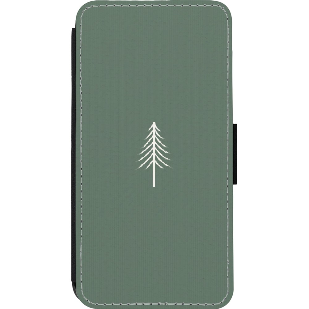 Coque iPhone 14 Pro - Wallet noir Christmas 22 minimalist tree