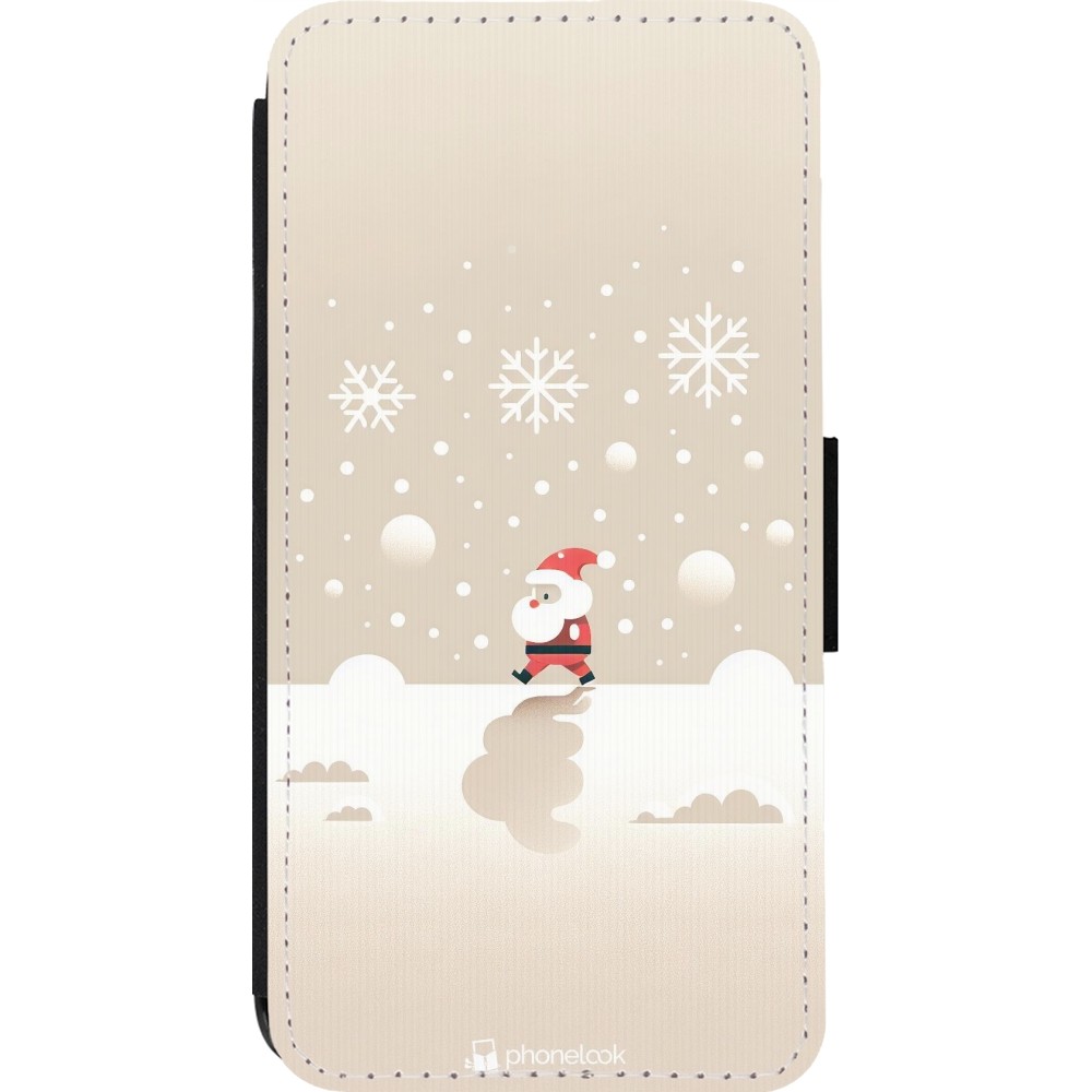 Coque iPhone 14 Pro - Wallet noir Noël 2023 Minimalist Santa