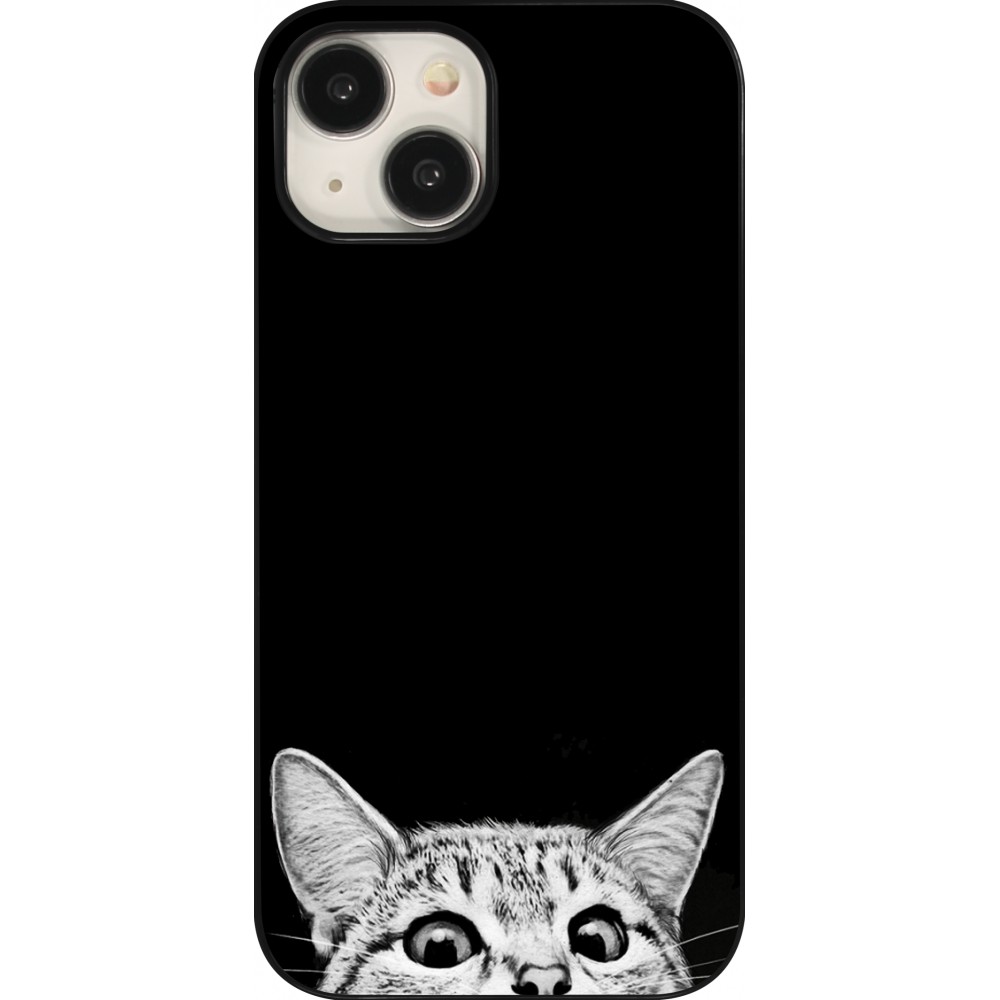 Coque iPhone 15 - Cat Looking Up Black