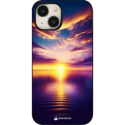 Coque iPhone 15 - Coucher soleil jaune violet