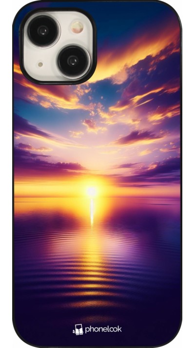 Coque iPhone 15 - Coucher soleil jaune violet