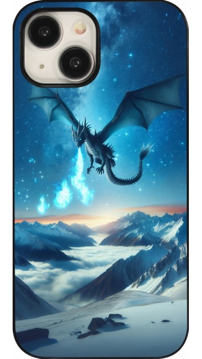 Coque iPhone 15 - Dragon nocturne montagne