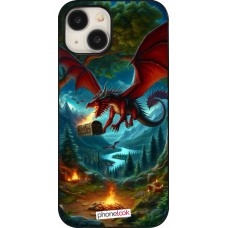 Coque iPhone 15 - Dragon Volant Forêt Trésor